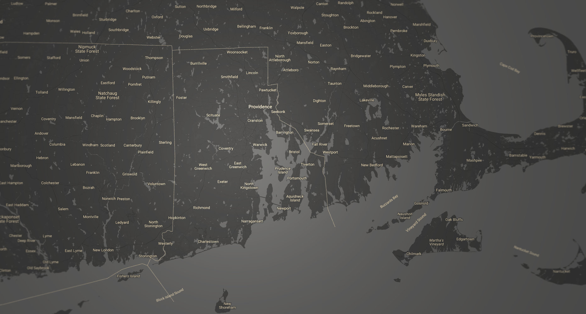Map of US, Rhode Island area